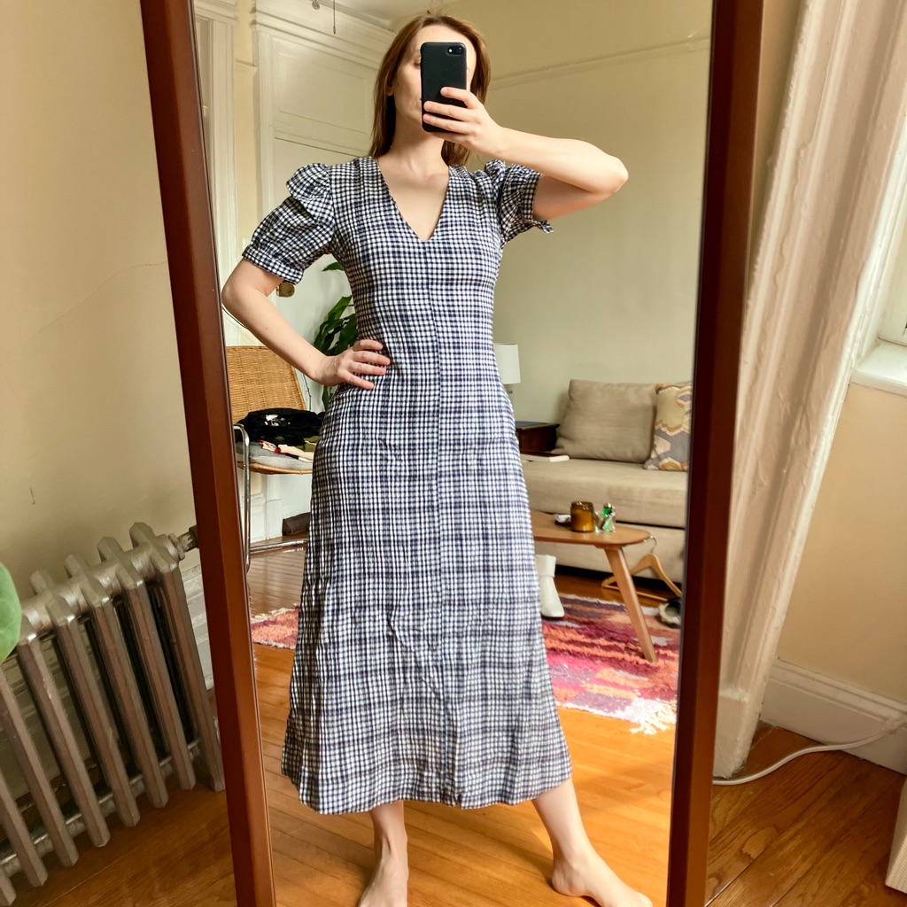 Whistles Blue/White Plaid Long Dress Size 0